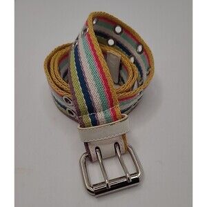 Relic Rainbow Striped Fabric Belt Double Prong Buckle - Size M/L - 43.5" Long
